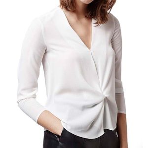 Topshop White V-Neck Blouse